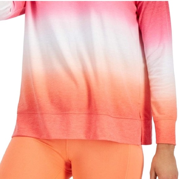 Women's Dip Dye Crewneck Top Pink Orange Ombre Sweatshirt - Picture 2 of 3